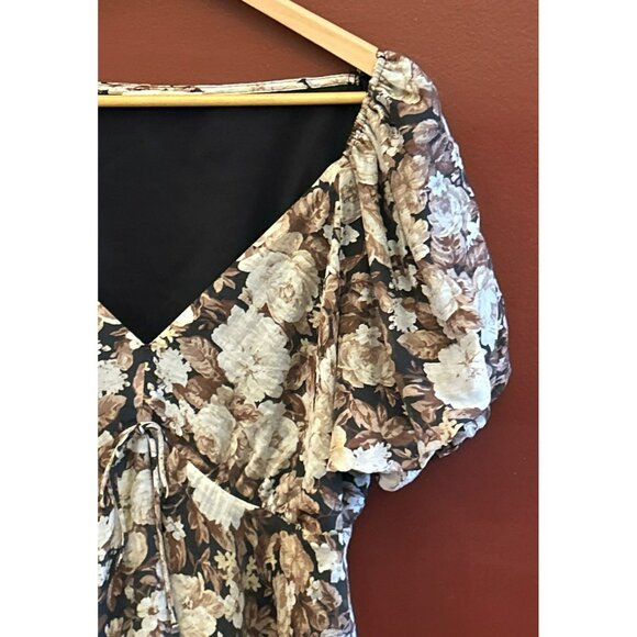 Abercrombie & Fitch Women's Bohemian Babydoll Puff Sleeve Blouse Size XL Lyocell - Picture 2 of 6